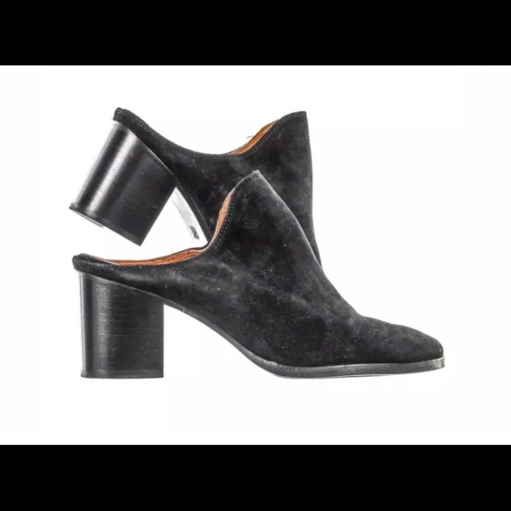 Frye slip on chunky heels in suede